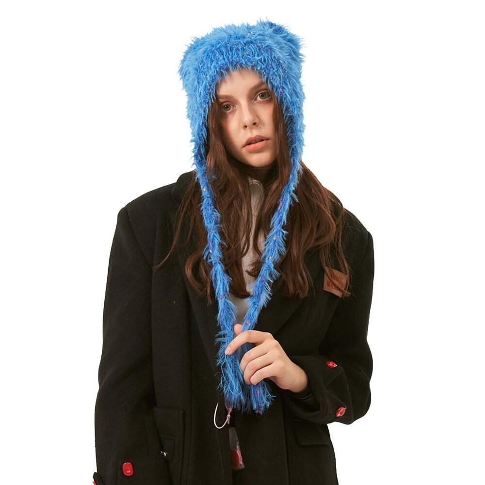 2253 Winter Hat Cute Cat Ear Shape y2k Style Furry Knit Earflap Hat